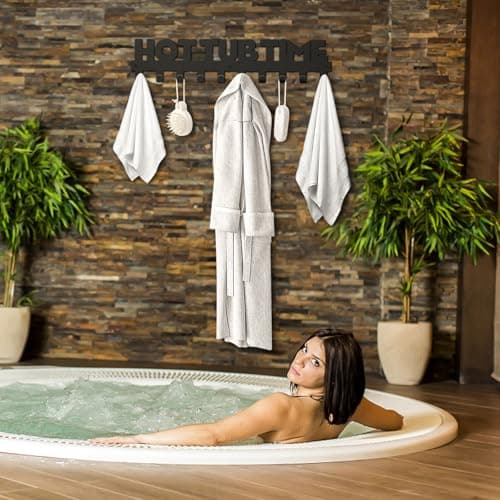 IBosins Hot Tub Towel Rack with 10 Hooks - Wall Mount Outdoor Accessory