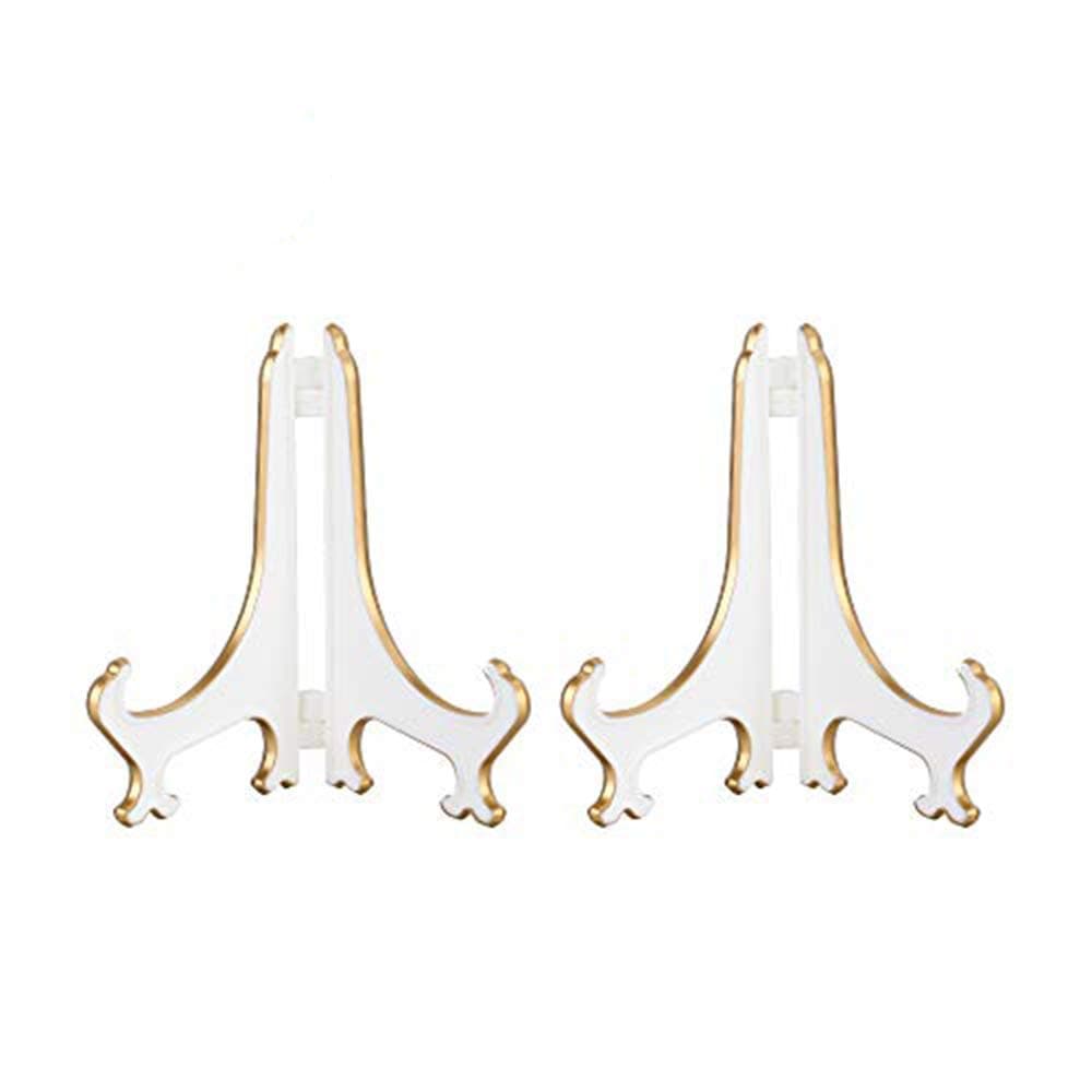 Artliving 4" White Gold Plastic Picture Frame Stand (2 Pack)