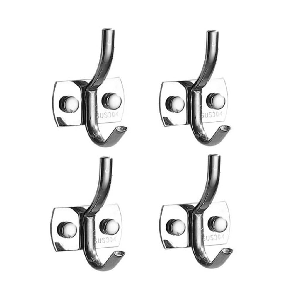 4 Pack Stainless Steel Wall Hooks for Coats, Towels, Backpacks & More