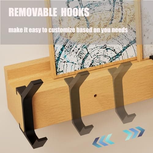 17" Wall Coat Rack with 5 Removable Hooks for Hats Keys Backpacks