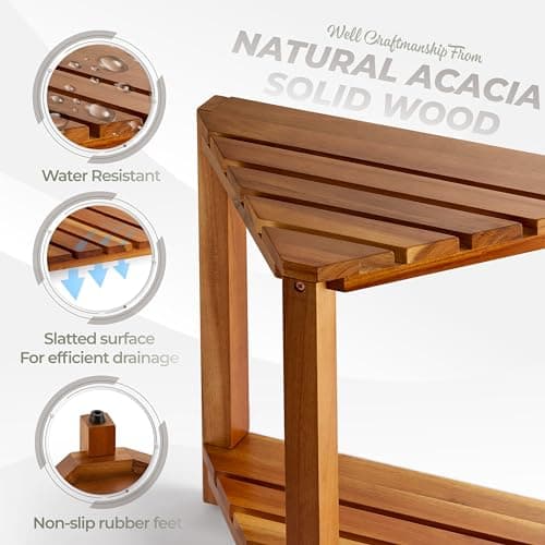 Shower Stool for Shaving Legs: BlueWest Wooden Corner Bench