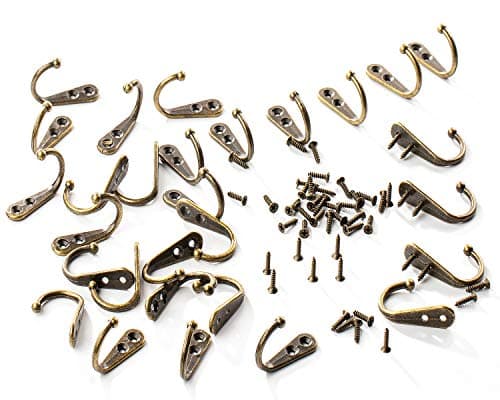 30 Piece Large Wall Mount Coat Hook with Rustic Bronze Finish and 60 Screws for Bath/Kitchen/Garage
