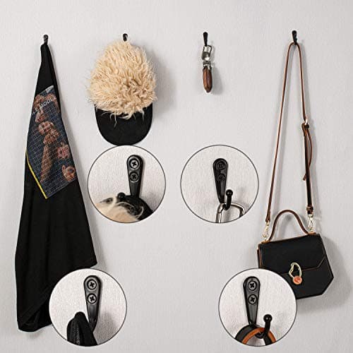 Yangbaga 60 Screw Large Metal Wall Hooks, Black Heavy Duty for Coats, Purse, Towel