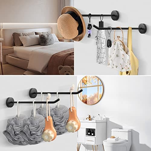 NearMoon 304 Stainless Steel Coat Hooks, 6 Pack Matte Black, Heavy Duty for Bathroom and Living Room