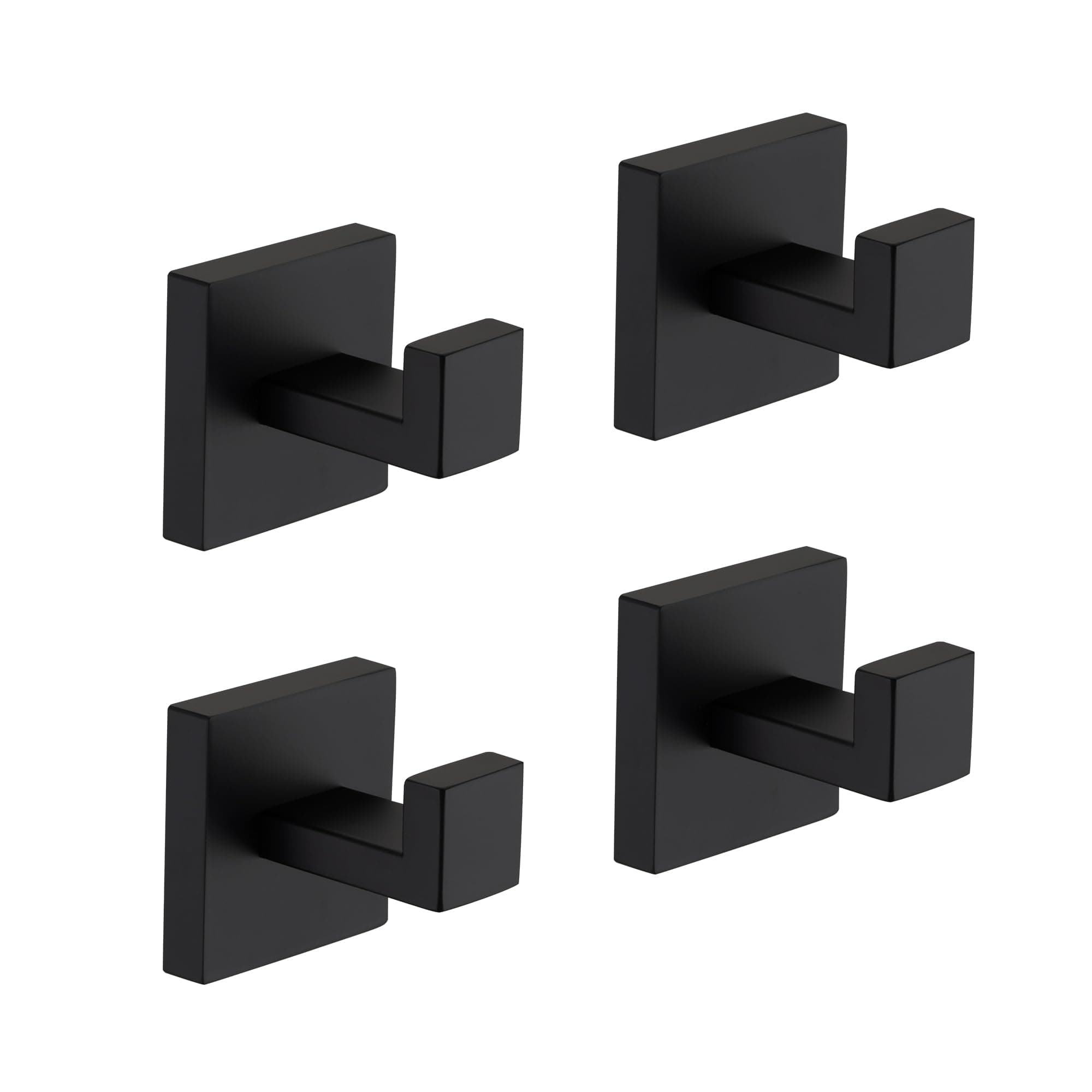4 Pack Matte Black Stainless Steel Towel Hooks, Space-Saving for Bathroom, Bedroom or Kitchen