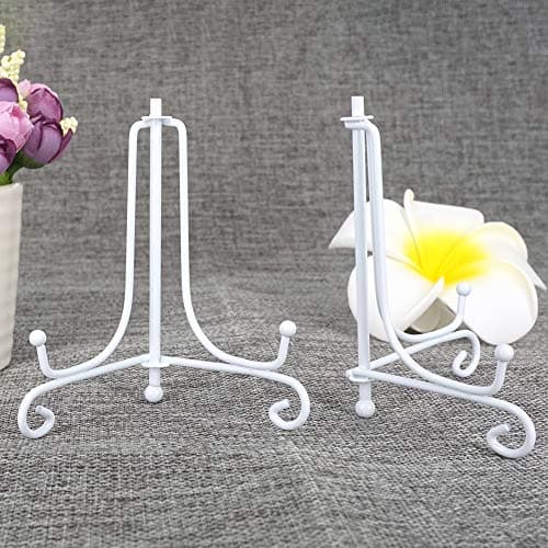 LIONWEI 4 Inch White IronPlate Stand Holder for Plates and Photos, 4pcs