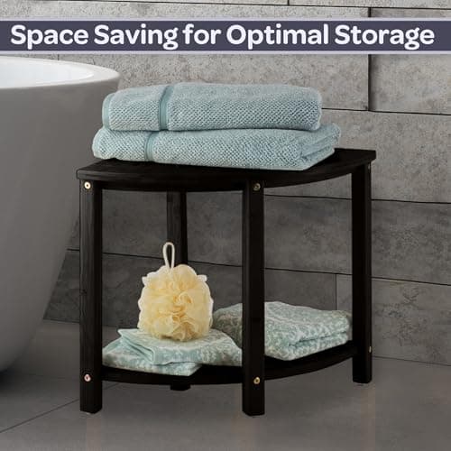 Water Resistant Black Shower Bench for Home Corner Bench Seat and Storage