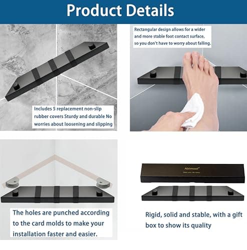 Stainless Steel Non-Slip Shower Foot Rest for Leg Shaving (Matte Black)