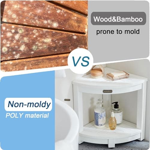 Shower Stool for Inside Shower with Adjustable Feet, Non-Slip, White