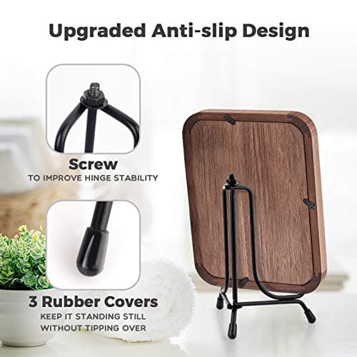 Mocoosy 4 Pack Anti-Slip Plate Stands, Black Iron Easel for Photos & Decor