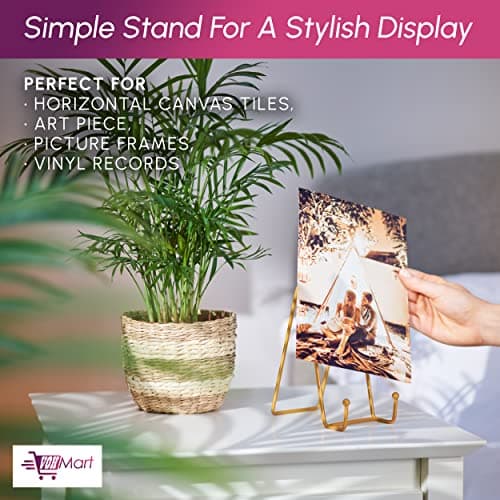 Gold Metal Plate Stand - 2 Pack 6 Inches, Decorative Book & Picture Holder