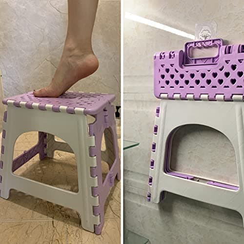TRANOMOS Waterproof Foldable Shower Stool for Leg Shaving, Green — Purple
