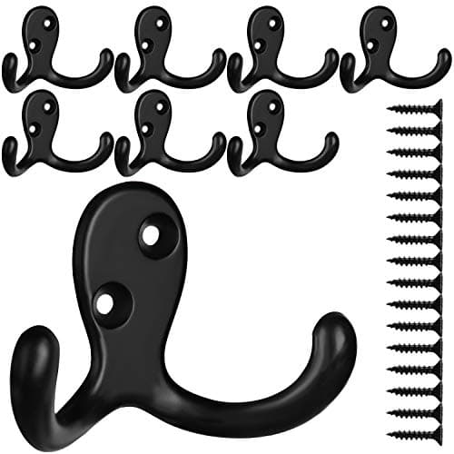 IBosins 28-Pack Heavy Duty Double Prong Coat Hooks Wall Mount Utility Hooks — 8 Pcs Black