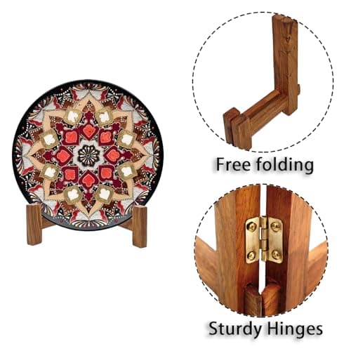 Rustic 5 Inch Plate Holder, Solid Wood Display Easel