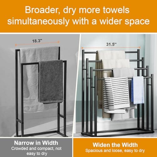 Honiter 4-Tier Wide Towel Rack, Black for Outdoor Pools