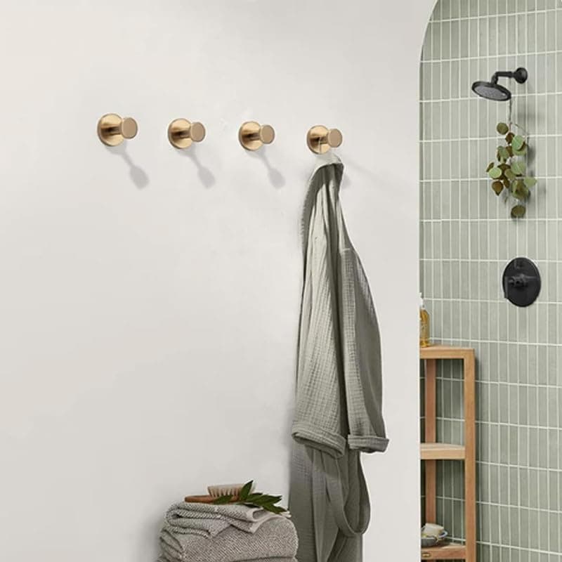 Luxe No-Drill Hooks, Stainless Steel Suction Cup Hooks for Bathroom, Shower, Glass Doors(Black, 2PC)