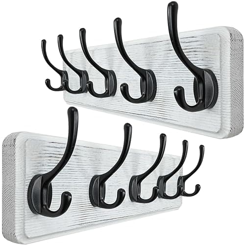 WEBI Rustic Brown 5-Hook Wall Mount Coat Rack — White