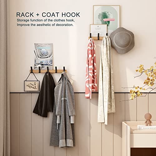Black 1PC Coat Hook Rail 15 Inch Metal Wall Mount Coat Rack