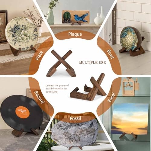 3.5 Inch Bowl Stand, Wooden Display Holder for Large Platters and Dishes