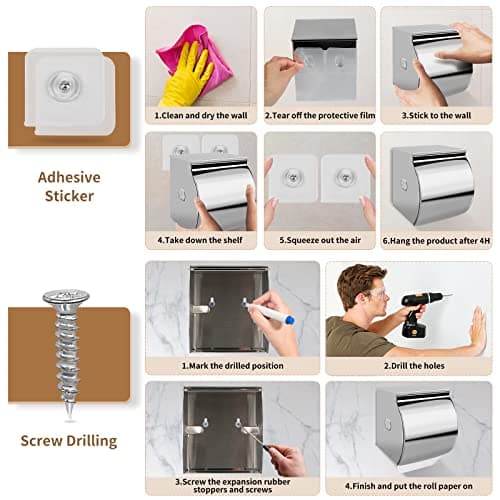 Polish Silver Dog Cat Proof Toilet Paper Holder with Shelf, Waterproof Stainless Steel