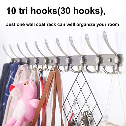 Chromed 10-Triple-Hook WEBI Coat Rack Wall Mount