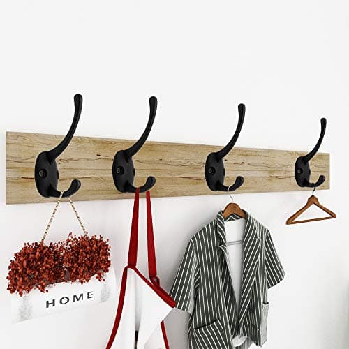 12 Pack Black Coat Hooks Wall Mounted with Screws - Retro Double Hooks for Various Items