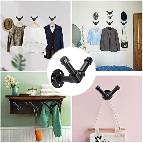 Sumnacon 3pcs Industrial V-Type Towel Hook Heavy Duty Wall Mount Robe Holder Vintage Style