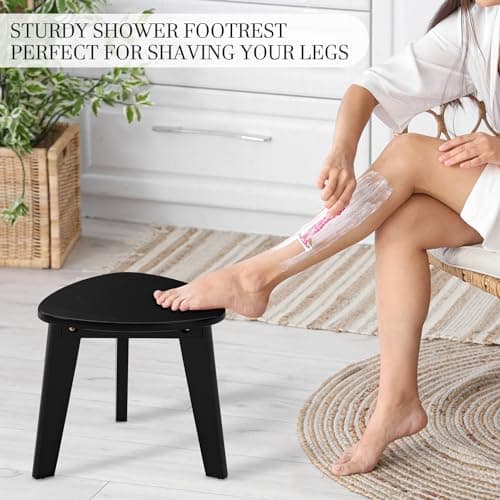 Domax Beautiful Bamboo Shower Bench for Inside Shower, Black