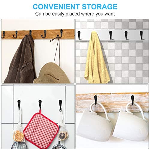 Premium Black 10 PCS Wall Mounted Coat Hooks, Heavy Duty Metal for Coats, Towels, Keys, Bags, Backpack Hanger (20 Screws