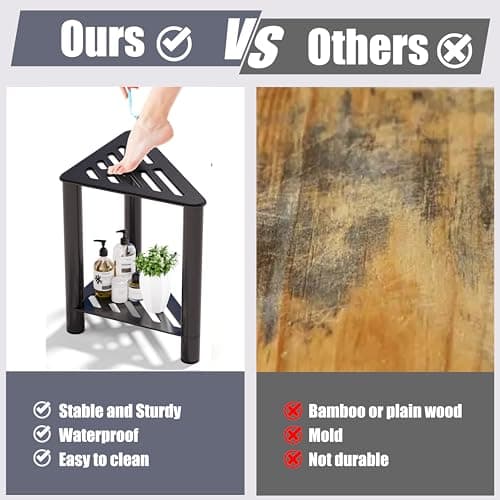 Shower Stool for Shaving Legs and Bench for Small Spaces-Black