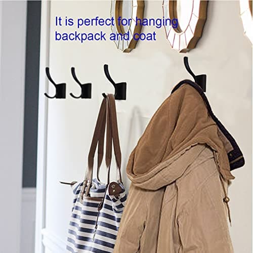 Heavy Duty Black Towel Hooks, 4 Pack for Bath, Bedroom, Kitchen, Pool, Garage, Hotel