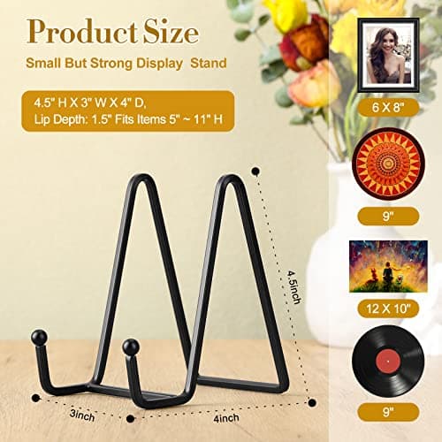 Therwen 24 Pack Black Metal Plate Stands for Home Display
