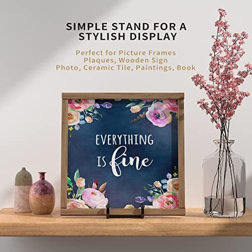 Premium Metal Plate Display Stands - 6 Inch Square Holders for Plates, Photos, Plaques (Black)