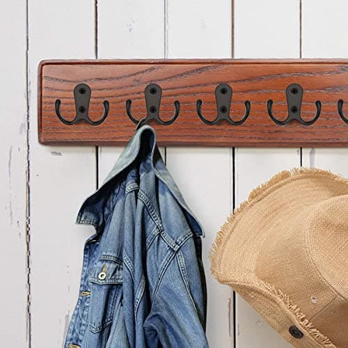 Heavy Duty Double Prong Wall Mount Coat Hooks (10 Pack, Black)