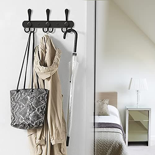 Stainless Steel Coat Rack, 3 Hooks for Mudroom, Entryway, Black (1 Pack)