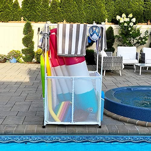 Large Towel Hanger with Drying Bars, Multi-Use Storage Bin, White