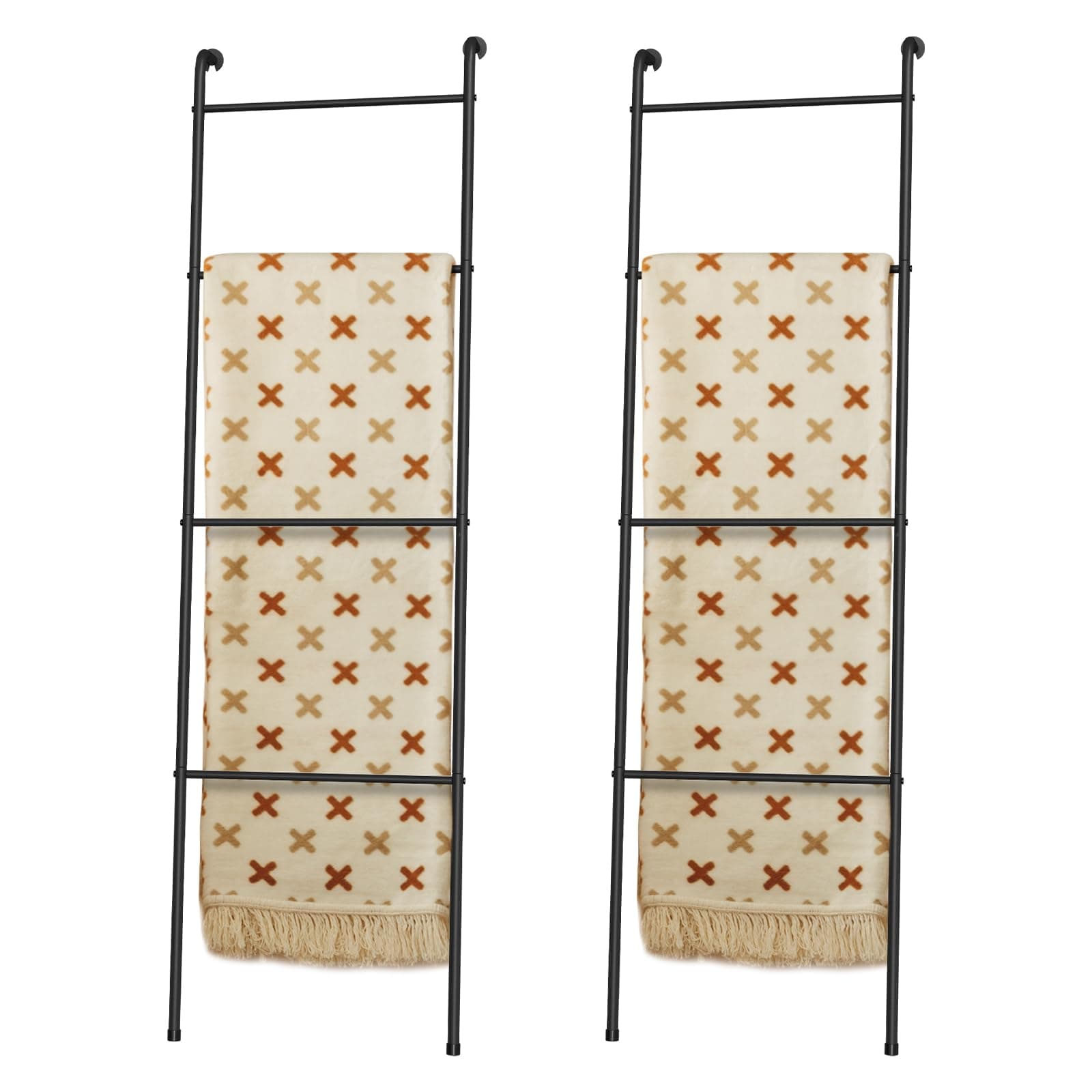 2-Pack Black Decorative Metal Towel Rack for Pool and Living Room Bathroom