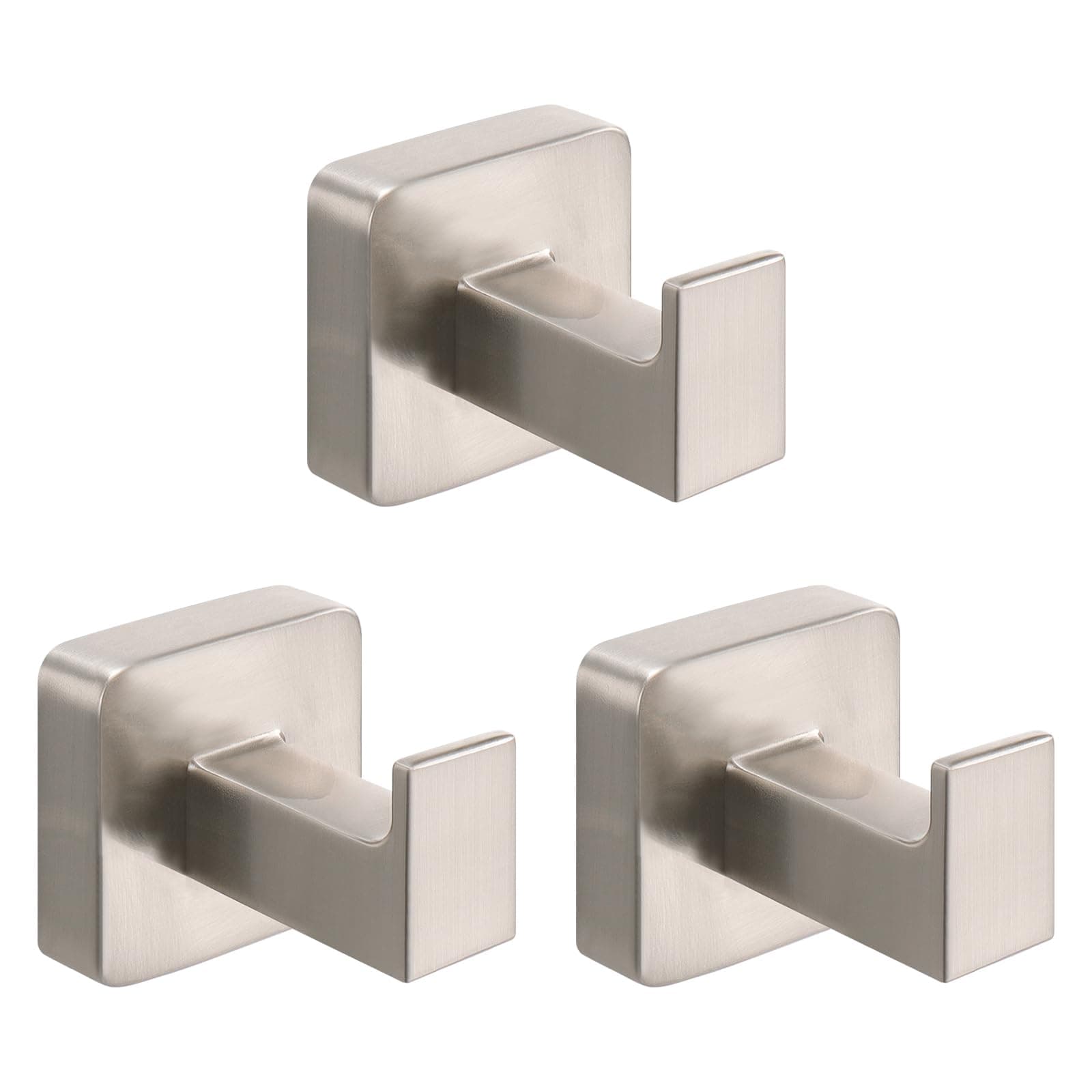 NearMoon SUS304 Stainless Steel Bath Towel Hooks - 3 Pack (Brushed Nickel)