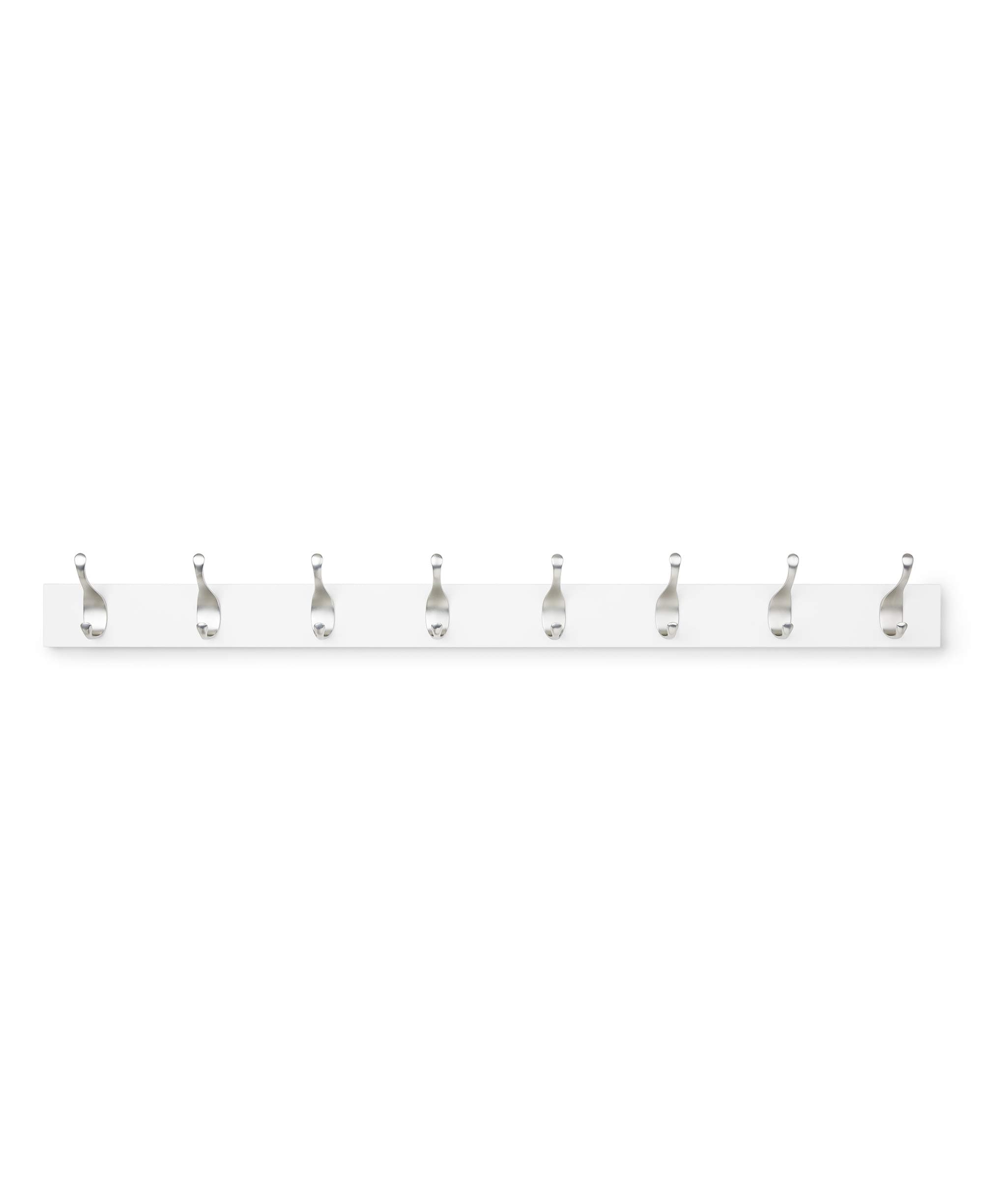 Amazon Basics Modern White Wall Mount Coat Rack, 8 Hooks