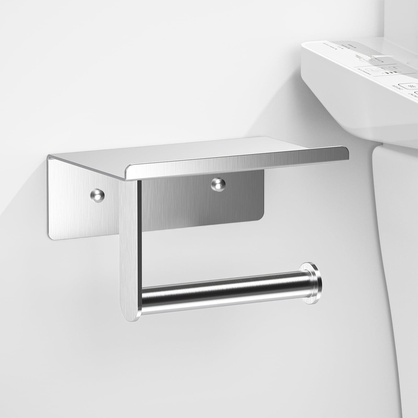 ASTOFLI Rustproof Brushed Nickel Toilet Paper Holder with Shelf