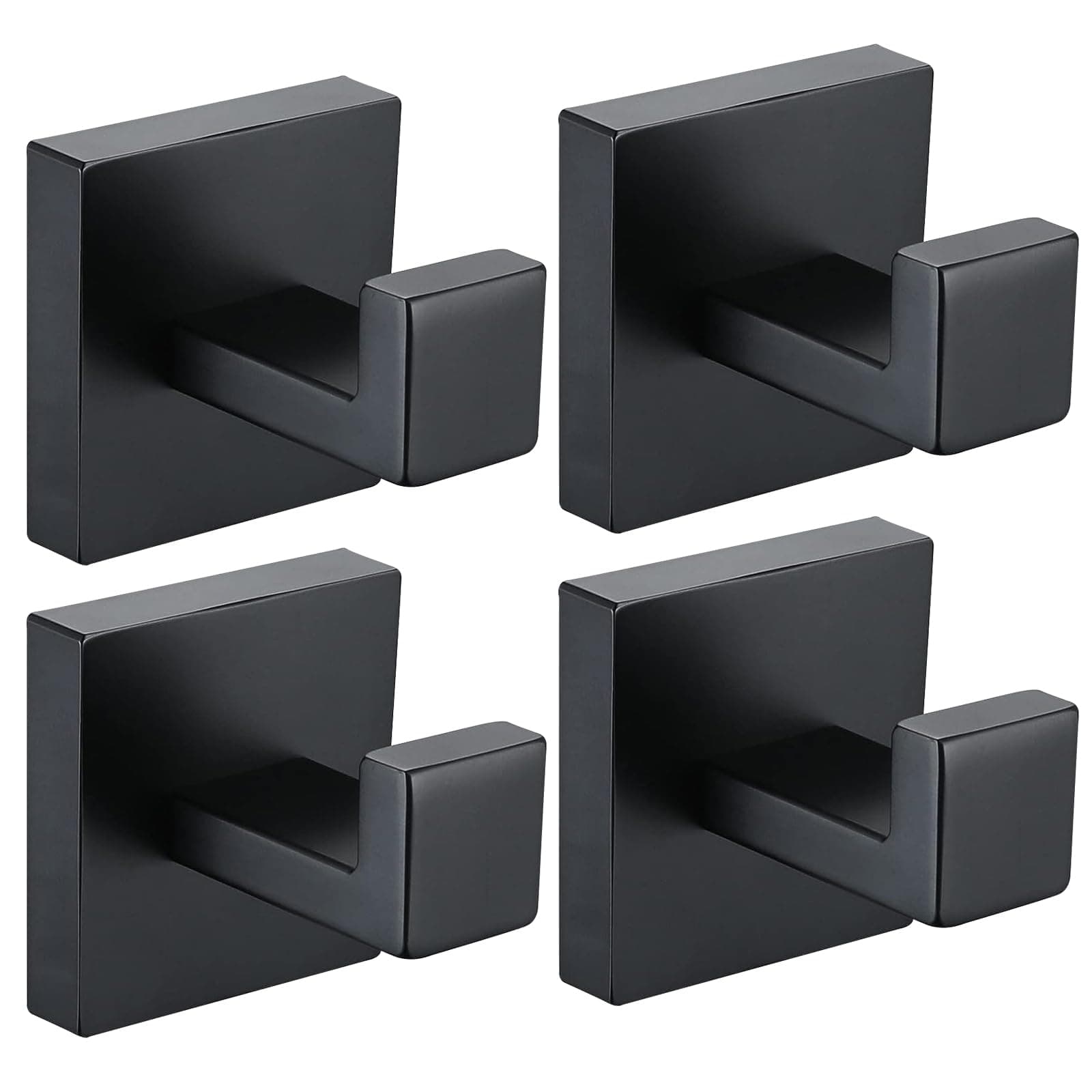 Matte Black 4-Pack Bath Towel & Robe Hook, 304 Stainless Steel, Heavy Duty Bath & Kitchen Wall Mountjącego