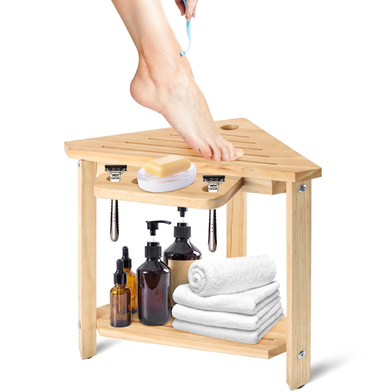 Lanstics 15" Corner Shower Stool with Storage Bench