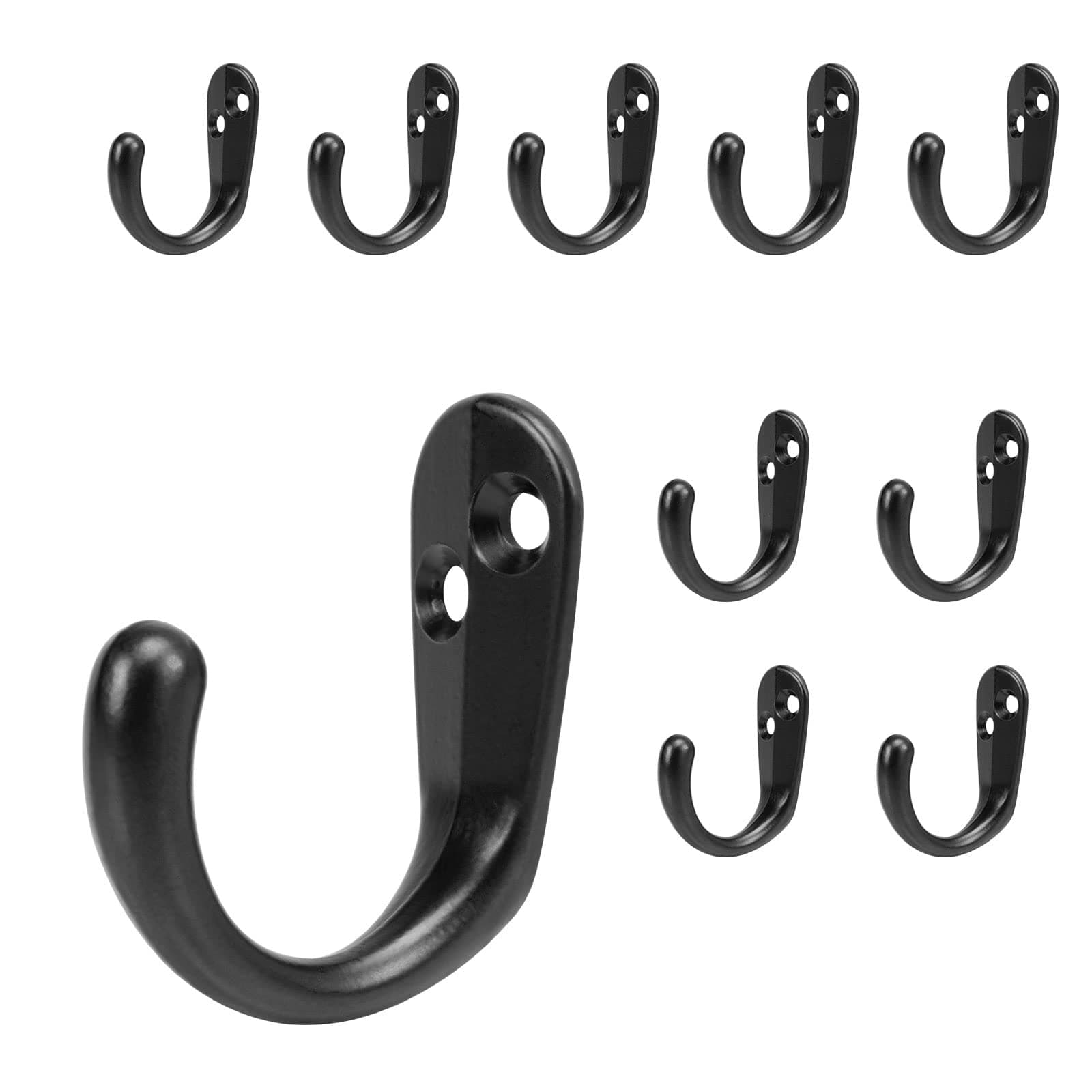 NearMoon Heavy Duty Matte Black Wall Hooks for Towel, Hat, Key, Bag