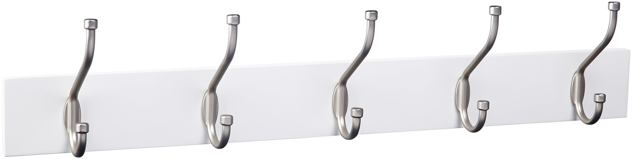 Amazon Basics White Farmhouse Coat Rack, 5 Hooks