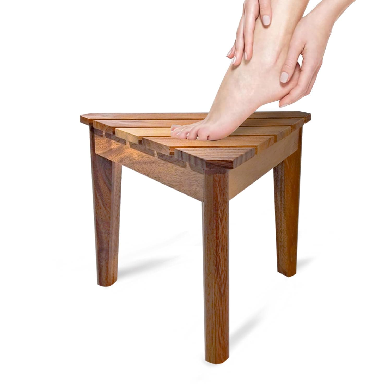Acacia Wood Shower Foot Stool for Legs, 15 inch Non-Slip Bench