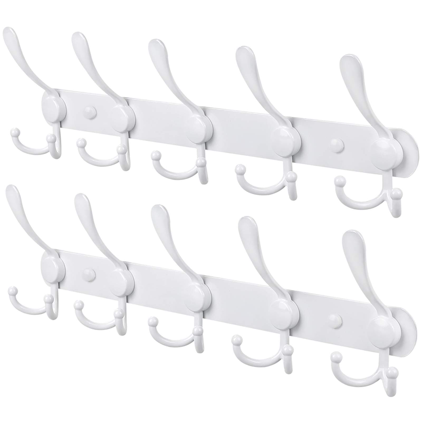 Stainless Steel Wall Mount Coat Rack, 2 Packs 15 Hooks Entryway Closet