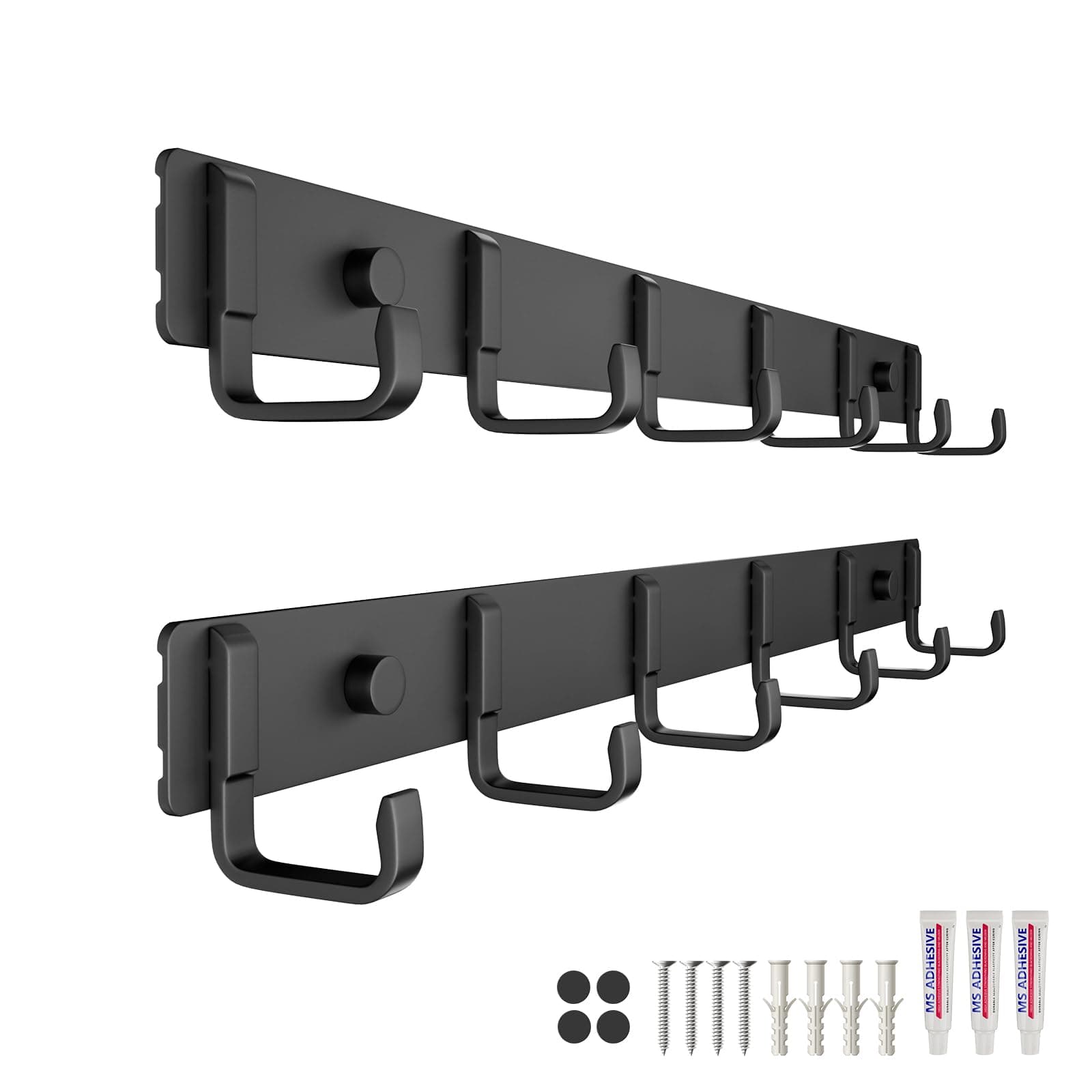 2-Pack Wall Mount Coat Rack with 6 Hooks for Entryway, Bedroom, Kitchen
