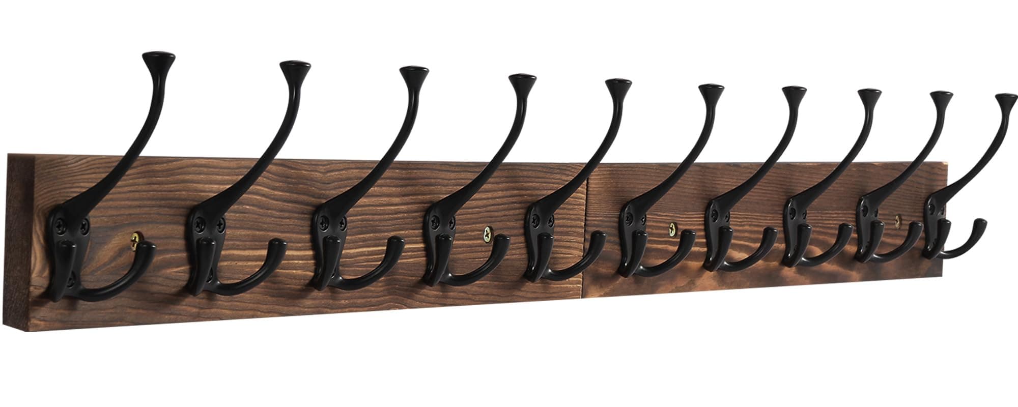 Rustic Large Coat Rack with 10 Hooks for Entryway and Farmhouse Style