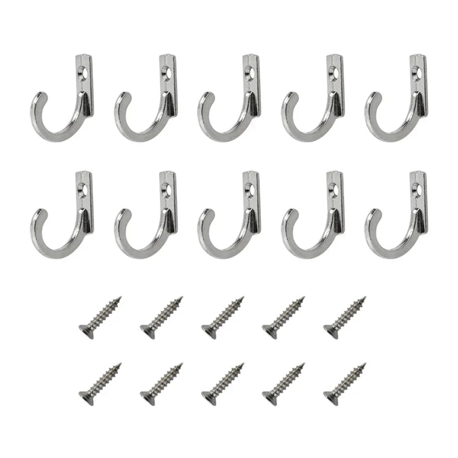 Silvery Wall Mounted Coat Rack with 10PCS Hooks & Cup Holder