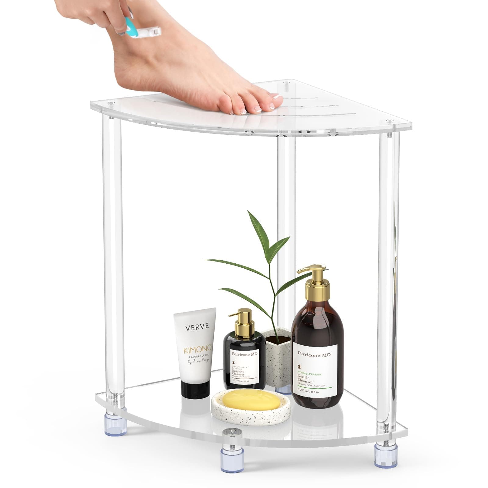 Modern Waterproof Corner Shower Stool with Towel Storage
